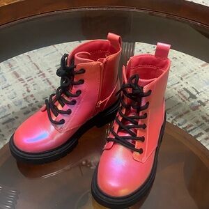 Pink Lace-Up Ankle Boots